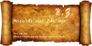 Mozolányi Zádor névjegykártya